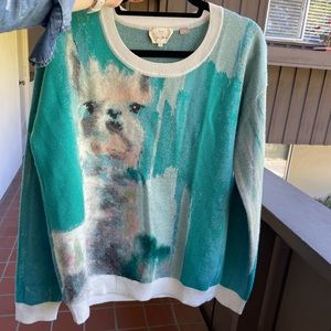 Anthropologie watercolor llama sweater | XL